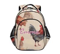 RPLIFE Zaino per bambini per ragazze e ragazzi con nome personalizzato, vintage gallo marrone zaino per la scuola elementare, Gallo Vintage Marrone, 15 Inch, Zaini Tradizionali