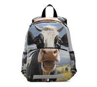 RPLIFE Zaino per bambini per ragazze e ragazzi, zaino da viaggio con ritratto di mucca curiosa, zaino da viaggio per bambini piccoli, zaino per la scuola 3-6 anni, medio
