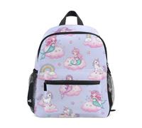 RPLIFE Zaino per bambini per ragazzi e ragazze, grazioso zaino per la scuola per bambini con sirene, unicorni, viola, Carino Sirene Unicorni Viola, Small, Zaini Cool Soccer Print