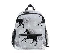 RPLIFE Zaino per bambini per ragazzi e ragazze, zaino invernale per bambini con fiocco di neve grigio con etichetta per il nome, mini borsa per la scuola per bambini, Winter Horse Snowflake Grigio, 6