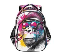 RPLIFE Zaino per bambini personalizzato con gorilla ad acquerello divertente per ragazze ragazzi età 6-12 personalizzato carino bookbags per ragazza, Divertente gorilla acquerello, 15 Inch, Zaini