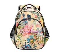 RPLIFE Zaino per bambini personalizzato per la scuola, zaino scuola elementare farfalla floreale vintage personalizzato per ragazzi, Farfalla floreale vintage, 15", Zaino tradizionale