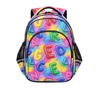 RPLIFE Zaino per bambini, zaino colorato con lettere elementari, Lettera colorata, 17 Inch, classico | Elegante design stampato, zaini unisex per bambini, età 6-12