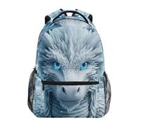 RPLIFE Zaino per bambini, zaino da viaggio leggero, ideale per età 6-14 anni, drago bianco occhi blu