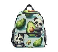 RPLIFE Zaino per la scuola con panda e avocado, per bambini, ragazzi, ragazze, bambini, con targhetta per il nome, piccolo, 3-8 anni