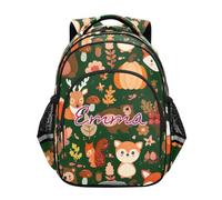 RPLIFE Zaino per la scuola per bambini con animali del bosco e volpi, personalizzabile, Simpatici animali del bosco volpi, 15 Inch, Zaini Tradizionali