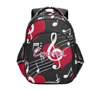 RPLIFE Zaino per scuola ragazzi ragazze con nome personalizzato, carino note musicali nero ragazzi scuola elementare zaino, Simpatiche note musicali nere, 15 Inch, Zaini Tradizionali