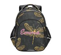 RPLIFE Zaino personalizzato dei bambini per i ragazzi delle ragazze, scuola elementare dello zaino della libellula dell'oro su ordinazione, Libellula d'oro, 15 Inch, Zaini Tradizionali