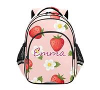 RPLIFE Zaino personalizzato della scuola dei bambini per le ragazze dei ragazzi, scuola elementare rossa su ordinazione dello zaino delle fragole, Fragole Rosse, 17 Inch, Zaini Tradizionali