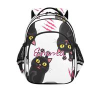 RPLIFE Zaino personalizzato per bambini dai 6 ai 12 anni Zaini personalizzati per bambini, Gatti neri Occhi gialli, 15 Inch, Zaini Tradizionali