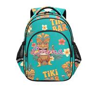 RPLIFE Zaino personalizzato per bambini per la scuola, zaino elementare floreale con maschere Tiki gialle personalizzate, Maschere Tiki gialle Flore, 17 Inch, Zaini Tradizionali