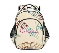 RPLIFE Zaino personalizzato per bambini, personalizzato vintage note musicali zaino marrone scuola elementare, Note musicali vintage marrone, 15 Inch, Zaini Tradizionali