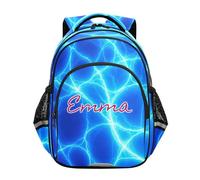RPLIFE Zaino personalizzato per bambini, zaino personalizzato con fulmine blu scuola elementare ragazzi, Blu Lightning., 17 Inch, Zaini Tradizionali