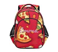 RPLIFE Zaino personalizzato per ragazzi e ragazze dai 6 ai 12 anni Zaini freddi personalizzati per la scuola per il ragazzo, Cartone animato Pizza, 17 Inch, Zaini Tradizionali