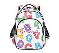RPLIFE Zaino personalizzato per ragazzi e ragazze dai 6 ai 12 anni Zaini personalizzati per bambini carino, Alfabeto Colorato Bianco 1, 15 Inch, Zaini Tradizionali