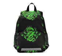 RPLIFE Zaino piccolo per bambini con drago verde nero, per ragazzi, ragazze, bambini, zaino per la scuola materna, 3-6 anni, medio