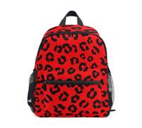 RPLIFE Zaino rosso leopardato nero per bambini e bambine, piccolo zaino, Nero Leopardo Rosso, Medium, Zaini Cool Soccer Print | Zaini leggeri per bambini da 3 a 8 anni, con targhetta per il nome