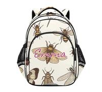 RPLIFE Zaino scolastico per bambini per ragazzi e ragazze con nome personalizzato, farfalla falena insetti beige zaino per la scuola elementare, Insetto falena farfalla beige 1, 17", Zaino