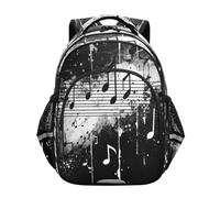 RPLIFE Zaino scolastico per bambini per ragazzi e ragazze dai 3 agli 8 anni, con note musicali nero, zaino per bambini per ragazze scuola elementare, 38 cm, Note musicali Nero 1, Medium, Zaini