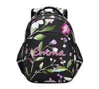 RPLIFE Zaino scolastico personalizzato per bambini per ragazzi e ragazze dai 6 ai 12 anni Zaini freddi personalizzati per la scuola per il ragazzo, Grazioso motivo floreale viola, 15 Inch, Zaini