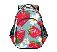 RPLIFE Zaino scolastico personalizzato per bambini per ragazzi e ragazze dai 6 ai 12 anni Zaini freddi personalizzati per la scuola per il ragazzo, Margherita Bianca Fragola Rosso, 15 Inch, Zaini