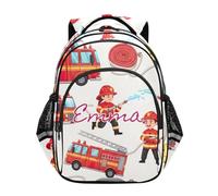 RPLIFE Zaino scuola per bambini personalizzato per ragazzi e ragazze, zaino scuola elementare per ragazzi e ragazze, Vigili del Fuoco Cartoon, 15", Zaino tradizionale