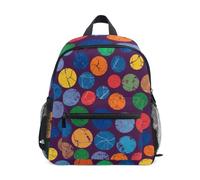 RPLIFE Zaino variopinto del bambino della marina dei cerchi di scarabocchio per le ragazze dei ragazzi, piccolo, Colorato Doodle Circles Navy, Small, Zaini Cool Soccer Print