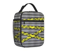 Rportable - Borsa termica per il pranzo per donne/uomini, isolata, indagine sulla scena del crimine, DoPass, gialle, con parole di lavoro, isolante, riutilizzabile, per ufficio, lavoro, scuola, picnic
