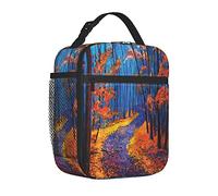 Rportable - Borsa termica per il pranzo per donne/uomini, isolata, scura e profonda nella foresta in autunno, stagione autunnale, calma, natura, arte, isolata, riutilizzabile, per ufficio, lavoro