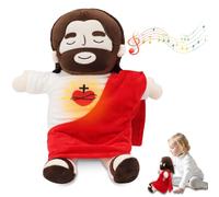 Rppiup Peluche Gesù Che Respira, 40CM Peluche con Respirazione, Musica e Luci, Gesù per Alleviare Ansia, Bambole di Pezza per Bambini (4 marce)