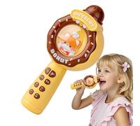 Rproonay Kids Karaoke Mic, Microfono Dei Cartoni Animati, Microfono Portatile, Batteria Ricaricabile, Portatile E Leggero, 10x7,4x22cm, Marrone, Rosa, Verde, Per 3-12 Anni