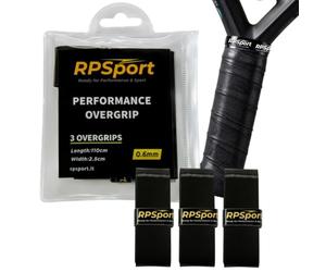 RPSport Overgrip Padel Nero Antiscivolo 3 Strati - Massimo Controllo, Anti-Vibrazioni, Aderenza Perfetta per Racchetta Padel e Tennis - Grip Extra Aderente