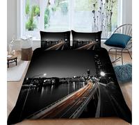 Rptidmv Copripiumino Singolo 155x200 cm città grigia Set di Biancheria da Letto Copripiumini per Ragazzi Bambina Adolescenti, Morbido Copripiumini in Microfibra e 2 Federe 50x80 cm
