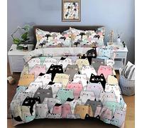Rptidmv Copripiumino Singolo 155x200 cm gatto Set di Biancheria da Letto Copripiumini per Ragazzi Bambina Adolescenti, Morbido Copripiumini in Microfibra e 2 Federe 50x80 cm