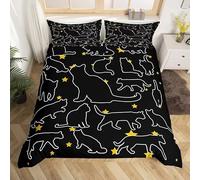 Rptidmv Copripiumino una Piazza e Mezza 200x200 cm Gatto nero Set di Biancheria da Letto Copri piumini per Adolescenti Adulti, Morbido Copripiumini in Microfibra e 2 Federe 50x80 cm