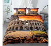 Rptidmv Copripiumino una Piazza e Mezza 200x200 cm Roma Set di Biancheria da Letto Copri piumini per Adolescenti Adulti, Morbido Copripiumini in Microfibra e 2 Federe 50x80 cm
