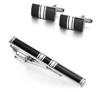 RPXHZLKTM Fermacravatta Men's Business Tie Clip Cufflink Set Silver Cuff Nails Classic Suit Accessories