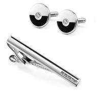 RPXHZLKTM Fermacravatta Tie Clip Cufflink Set Silver Diamond Sleeve Nails Circle Collar Clip Men's Personality Accessories