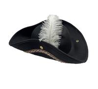 RQcMid Cappello da pirata da donna, cappello da pirata da uomo, cappello da pirata, cappello da moschettiere con piume bianche, classico cappello da pirata nero, per costume e feste