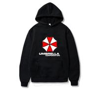 RQLNBOBZ Felpa con Cappuccio Protettiva Rossa e Bianca con Ombrello da Uomo con personalità Ampia alla Moda in Pile Oversize Abbigliamento da Uomo
