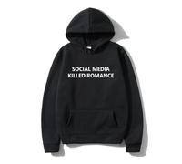 RQLNBOBZ I Social Media Hanno Ucciso Il romanticismo Felpa con Cappuccio da Uomo Semplice e alla Moda per l'autunno e l'inverno con estetica Harajuku