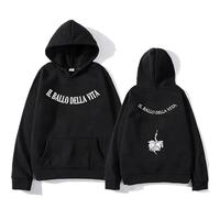 RQLNBOBZ La Piccola e Divertente Paura di David Ilbalo Delavita Tatuaggio da Uomo con Stampa a Motivo Felpa con Cappuccio da Uomo Harajuku Streetwear