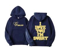 RQLNBOBZ Ti Amo Mi Dispiace Gracie Abrams Felpa con Cappuccio in Cotone 100% Autunno e Inverno Moda Casual da Uomo Oversize Y2K