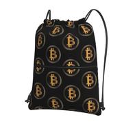RQLNBOBZ Zaino portatile con coulisse per criptovaluta Bitcoin multifunzione con coulisse tasca portaoggetti per viaggi e sport