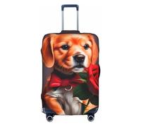 RQMPHUGNCF Gentleman-Like Dog Valigia Copertura Bagagli Custodia Protettiva Materiale Alta Elasticità Per Viaggiatori, Bianco, L, bianco, L