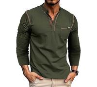 RQPYQF Maglietta da Uomo Manica Lunghe Casuale Henley Shirt Uomo t Shirt Vintage Uomo CS02 Taglia S-XXL (Verde Scuro, S)