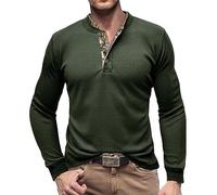 RQPYQF Maglietta da Uomo Manica Lunghe Casuale Henley Shirt Uomo t Shirt Vintage Uomo CS04 Taglia S-XXL (Verde Militare, S)