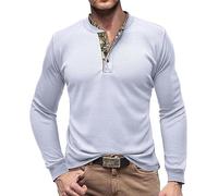 RQPYQF Maglietta da Uomo Manica Lunghe Casuale Henley Shirt Uomo t Shirt Vintage Uomo CS04 Taglia S-XXL (Bianco, M)