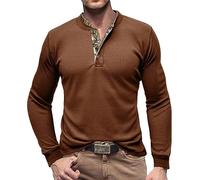 RQPYQF Maglietta da Uomo Manica Lunghe Casuale Henley Shirt Uomo t Shirt Vintage Uomo CS04 Taglia S-XXL (Cachi, XXL)