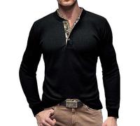 RQPYQF Maglietta da Uomo Manica Lunghe Casuale Henley Shirt Uomo t Shirt Vintage Uomo CS04 Taglia S-XXL (Nero, M)